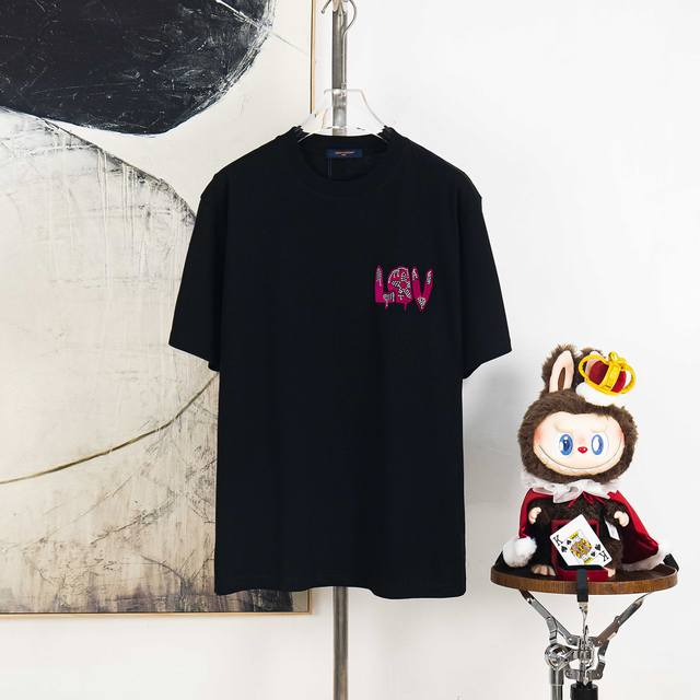 Zp version [Exclusive supply] Lv Louis Vuitton 300g round neck short-sleeved T-s