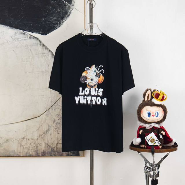 Zp version [Exclusive supply] Lv Louis Vuitton 300g round neck short-sleeved T-s