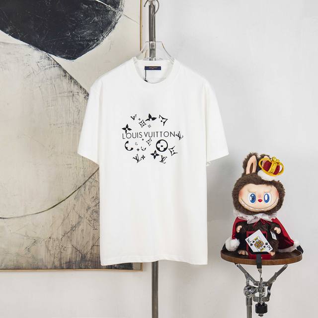Zp version [Exclusive supply] Lv Louis Vuitton 300g round neck short-sleeved T-s