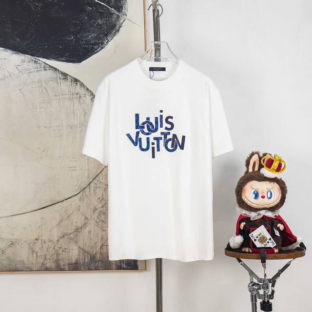 Zp version [Exclusive supply] Lv Louis Vuitton 300g round neck short-sleeved T-s