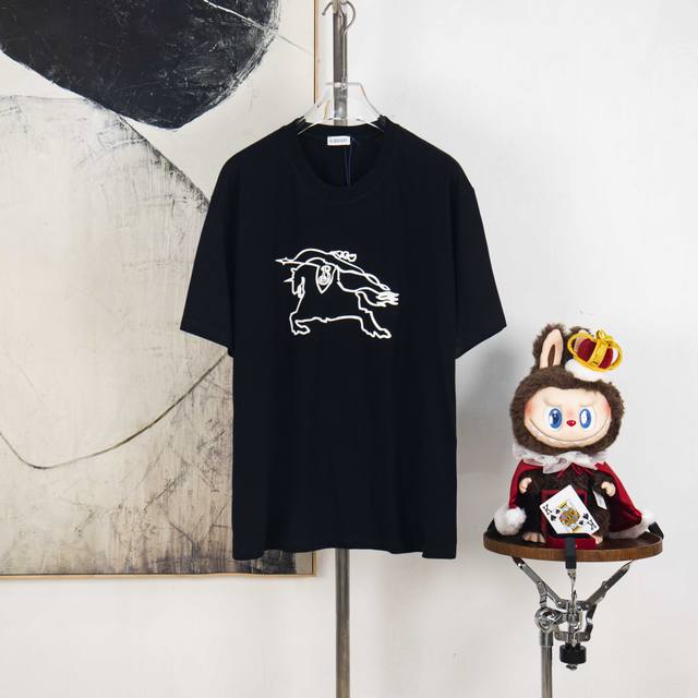 Zp version [Exclusive Supply] Burberry 270g round neck short-sleeved T-shirtBran