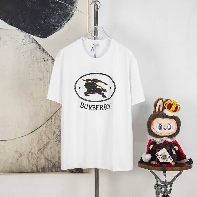 Zp version [Exclusive Supply] Burberry 270g round neck short-sleeved T-shirtBran