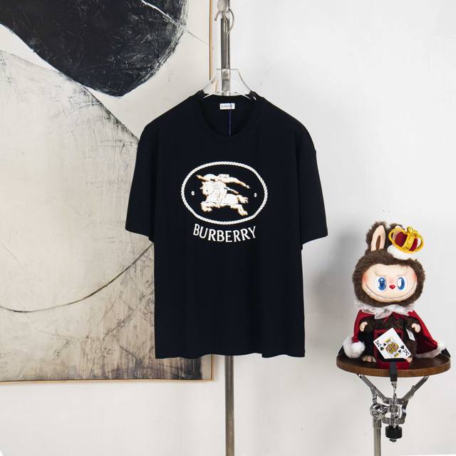 Zp version [Exclusive Supply] Burberry 270g round neck short-sleeved T-shirtBran