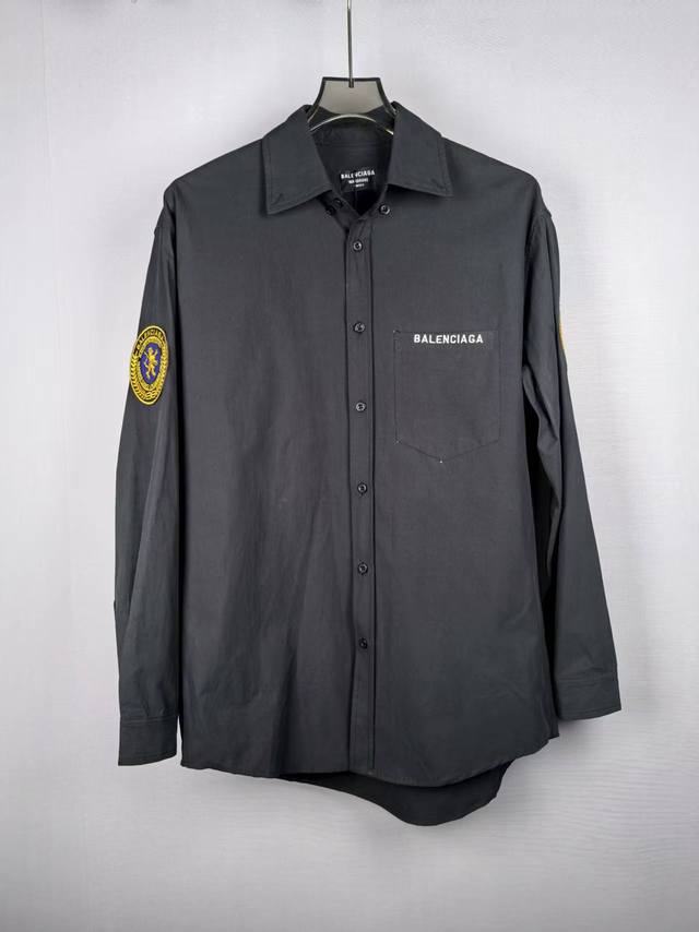 B052# Balenciaga lion logo long-sleeved shirt. Made from custom poplin fabric, t