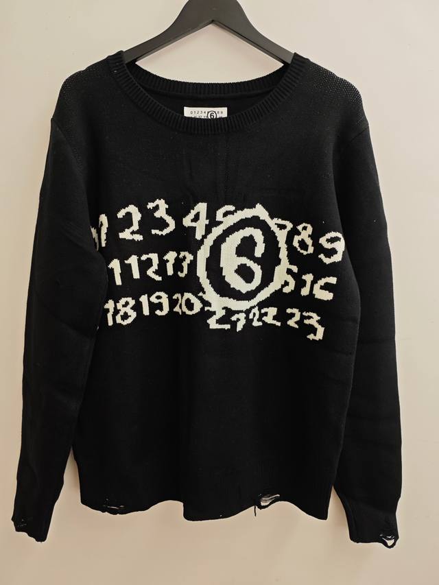 Style No. M224 Mm6 Maison Margiela digital print round neck pullover drop shoul