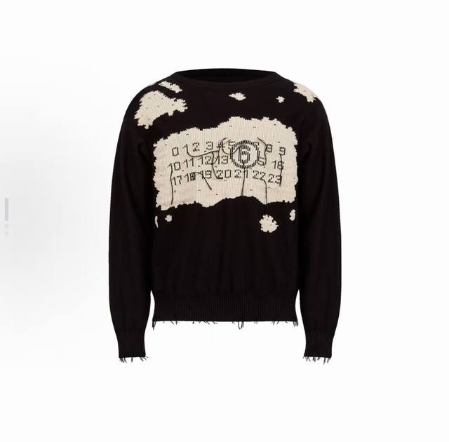 Style No. M222# Batch Mm6 Maison Margiela Ss25 Digital Ripped Detail Round Neck