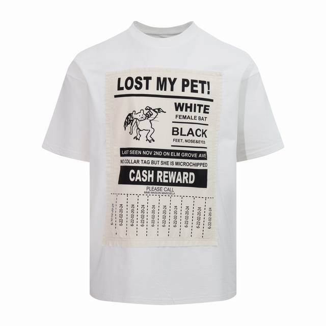 Style: M006 Mm6 Maison Margiela Fw24 Contrast patch print short-sleeved T-shirt