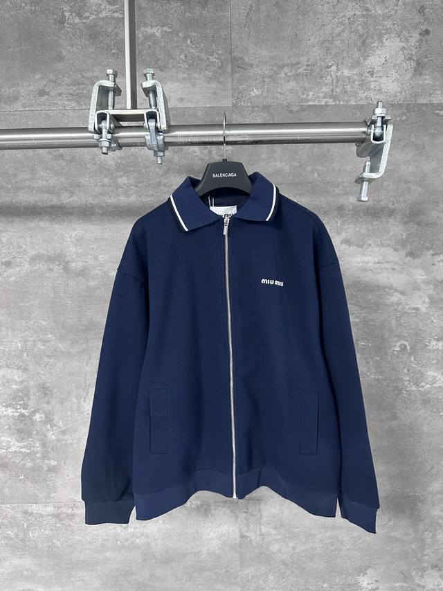 Miumiu Miu Miu 25Ss spring and summer new letter embroidered stand-up collar zip