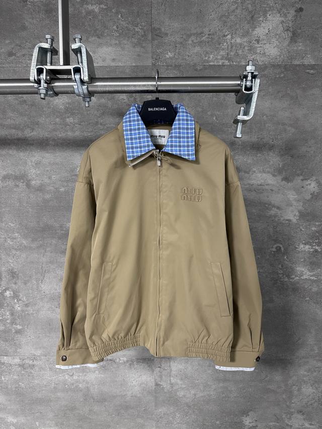 Miumiu Miu Miu 25Ss Check Faux Two-Piece Jacket . This custom-woven, custom-dye