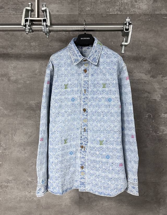 Lv Louis Vuitton Tyler collaboration colorful jacquard all-over print denim shir