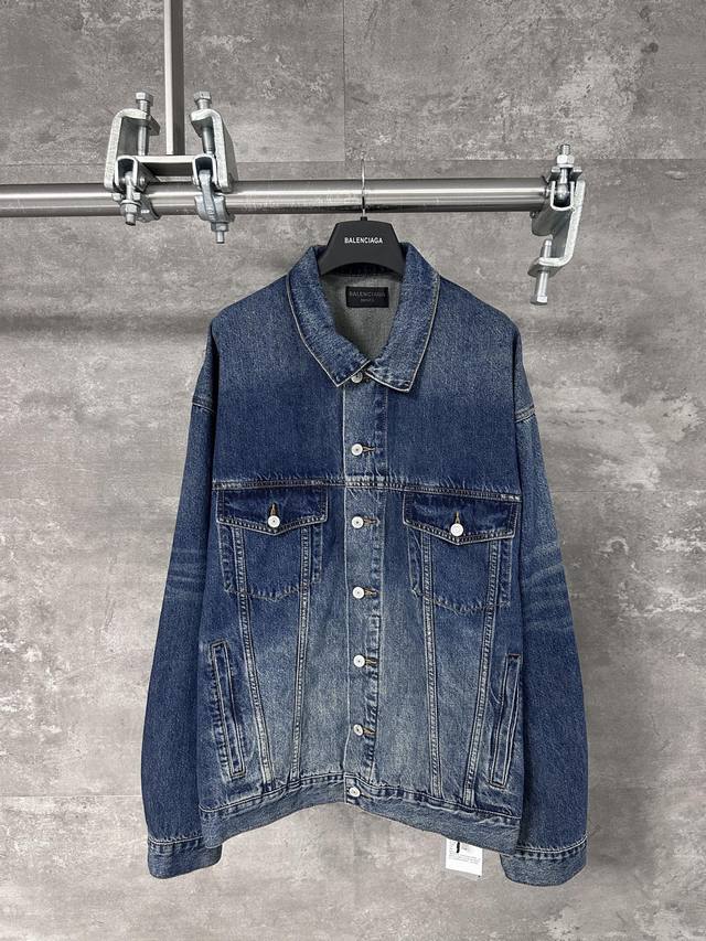 Balenciaga Paris Blcg Glitter Silver Tape Print Denim JacketThis process maintai