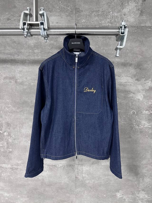 Dior 25Fw autumn and winter new style letter embroidered stand collar straight d