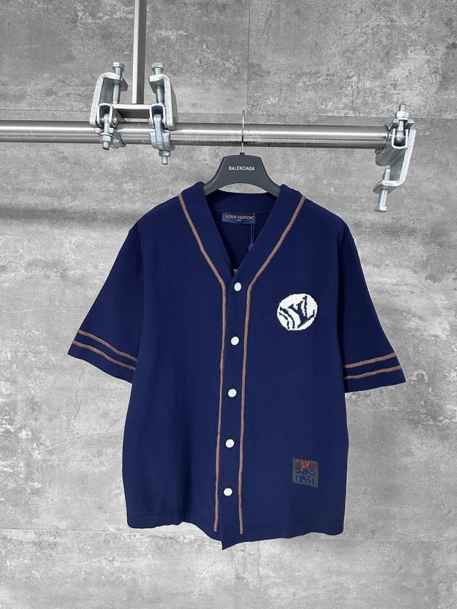 Lv Louis Vuitton Nigo collaboration embroidered short-sleeved knit baseball shir