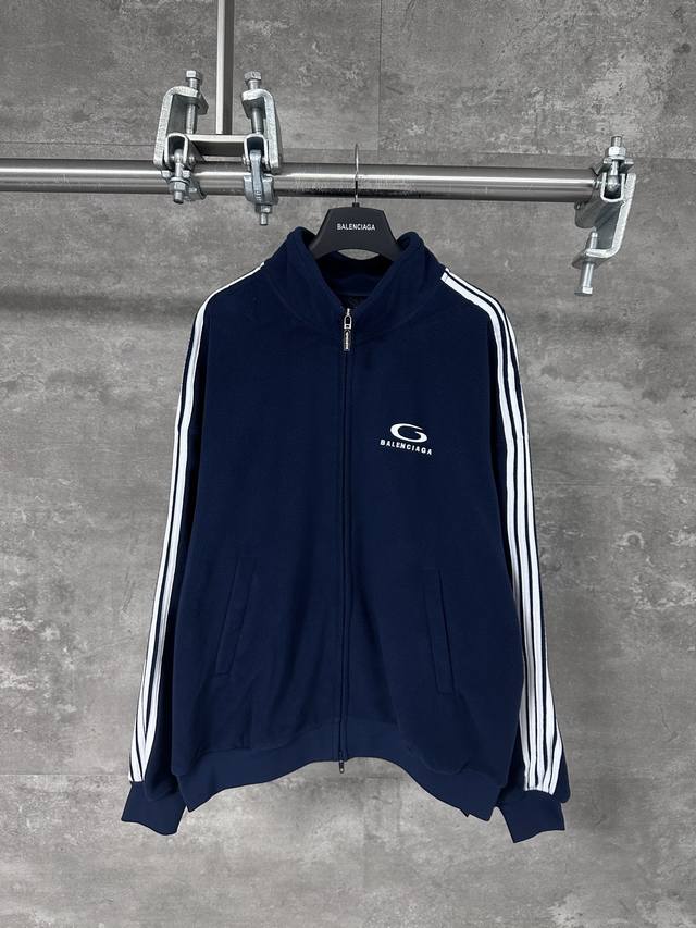 Balenciaga pre-Fall 25Ss large ring single ring embroidered polar fleece jacket
