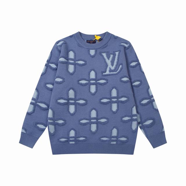 Louis Vuitton's new cross logo design features a embossed intarsia wool knit cre