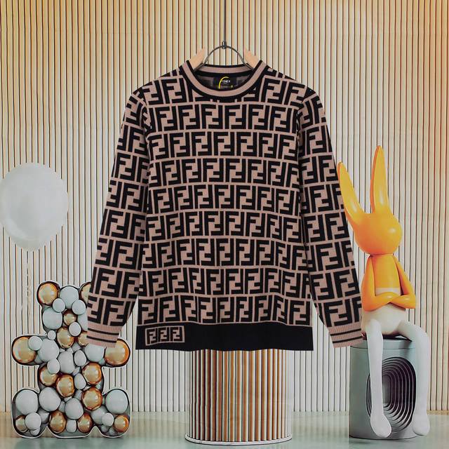 Fendi Autumn and Winter Jacquard Round Neck Knitted Pullover SweaterThe new hit