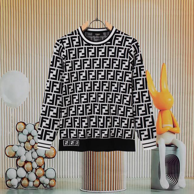 Fendi Autumn and Winter Jacquard Round Neck Knitted Pullover SweaterThe new hit