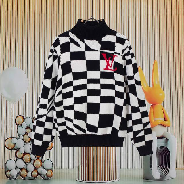 Lv Louis Vuitton autumn and winter irregular twisted black and white checkerboar