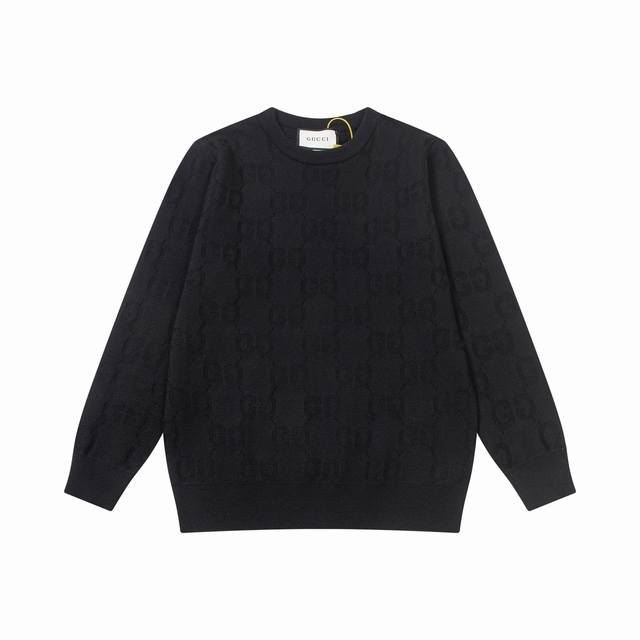 Best-selling Gucci sweater with double G logo all over, jacquard knit sweater. M