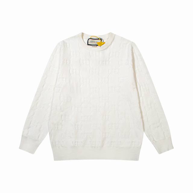 Best-selling Gucci sweater with double G logo all over, jacquard knit sweater. M