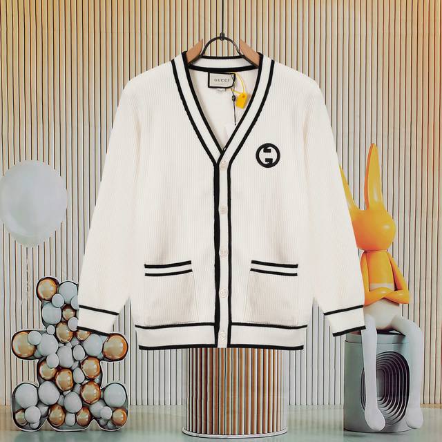 Gucci colorblock casual single-breasted knitted cardigan New autumn and winter c