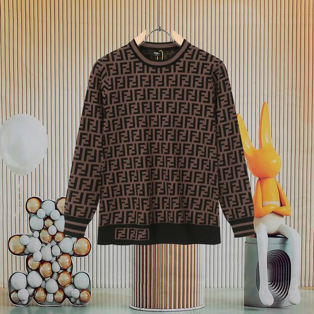 The new hit Fendi product, the full double F round neck wool knit is made of hig