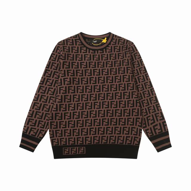 The new hit Fendi product, the full double F round neck wool knit is made of hig