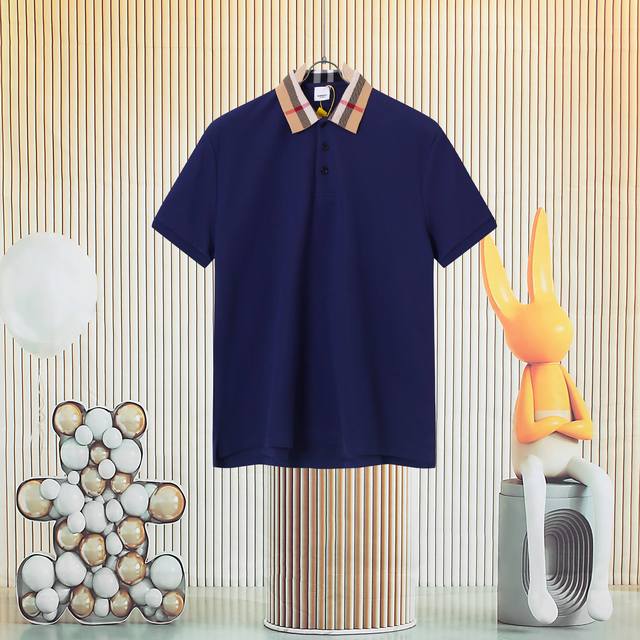 Burberry classic collar plaid contrasting color design short sleeve official ori