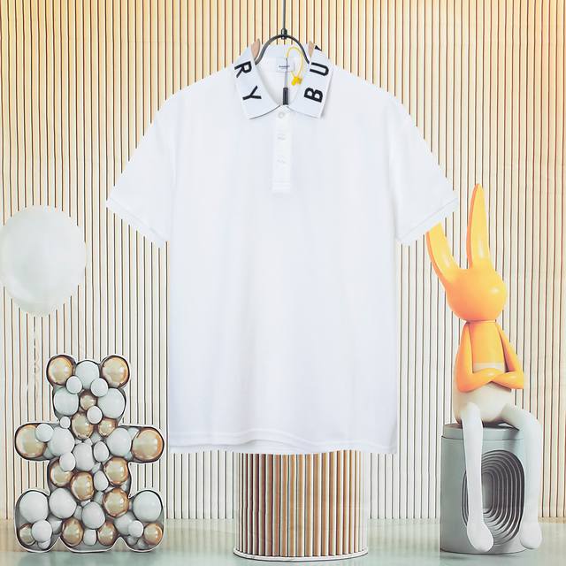 Burberry collar micro-logo jacquard polo shirt Fabric selection: Customized fabr