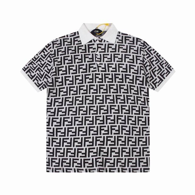 A jacquard-knitted wool polo shirt with the classic Fendi logo printed all over
