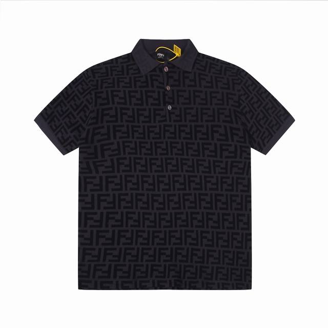 A jacquard-knitted wool polo shirt with the classic Fendi logo printed all over