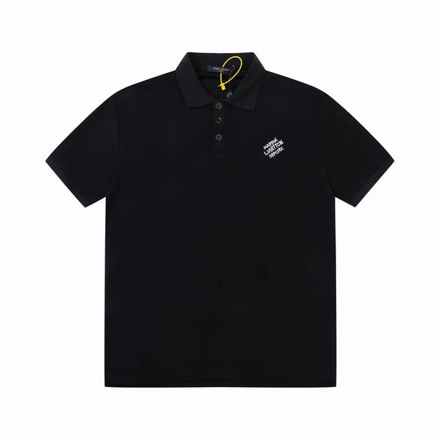 Louis Vuitton's high-quality lapel polo shirt features a classic LV logo embroid