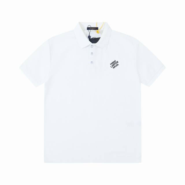 Louis Vuitton's high-quality lapel polo shirt features a classic LV logo embroid