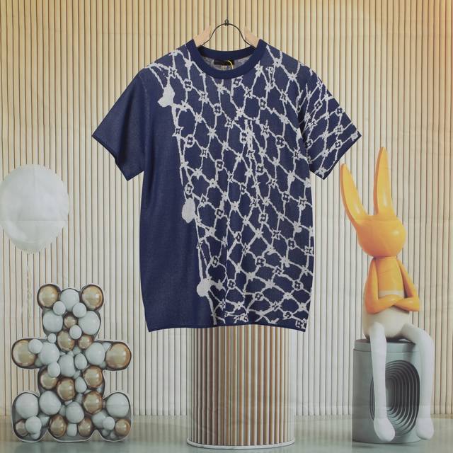 Louis Vuitton Nautical Fishnet Jacquard Knit Short-Sleeved T-ShirtThis knit shor