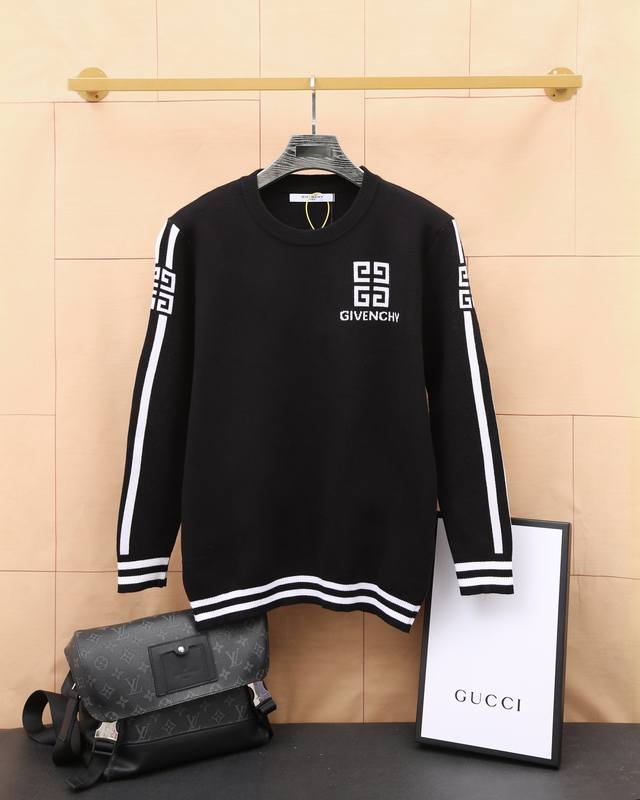 Givenshy's new 24Ss jacquard round-neck knitted couple's sweater. Woven using im