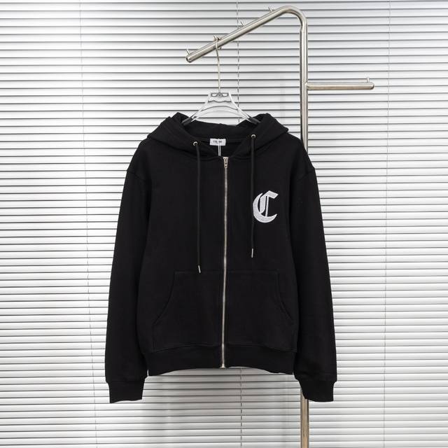Top version difference currency Style: Celine Celine Sanskrit letter hooded zipp
