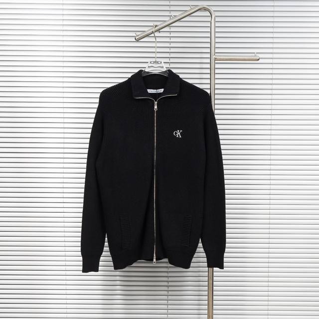 Top version difference currency Style: Ck knitted Logo zipper cardigan jacket Co
