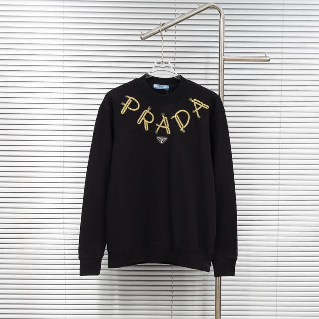 Top version difference currency Style: Prada straw rope embroidery scarf pullove