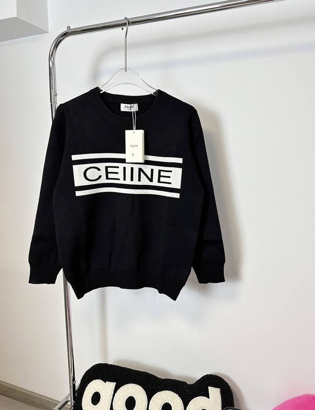 Style number: Hmy178# Celine banner classic letter logo knitted round neck swea