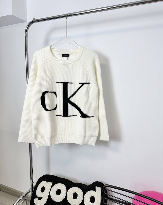 Style number: Hmy177# Ck popular large letter logo knitted round neck sweater t