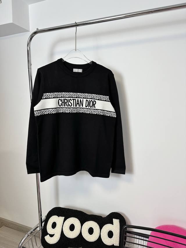 Style number: Hmy176# Dior classic horizontal letter logo knitted round neck sw