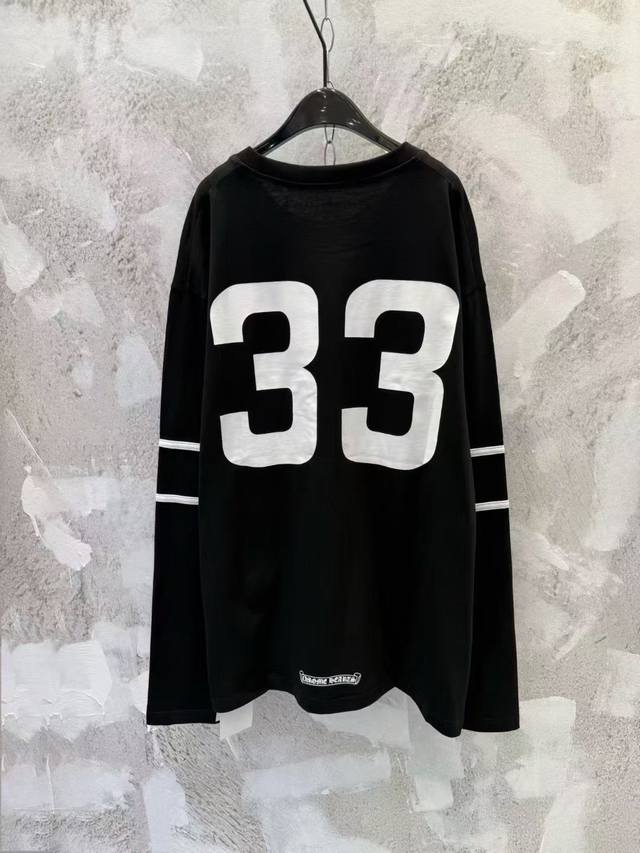 Chrome Hearts Ch 25 33 printed horseshoe patchwork long sleeve Tee Fabric is ma