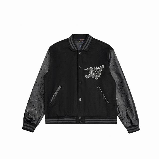 Louis Vuitton Joker Double-Faced Litchi Embossed Sleeve Baseball Jacket . The f