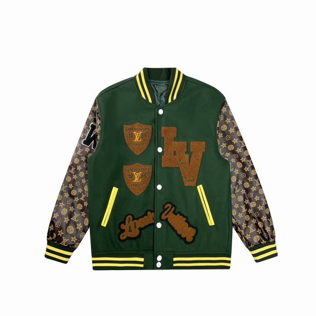 Louis Vuitton LV Remake Fighter Muay Thai Monochrome Baseball Jacket . The fabr