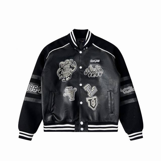 Louis Vuitton 23Ss Bai Jingting's same printed leather baseball jacket Main fabr