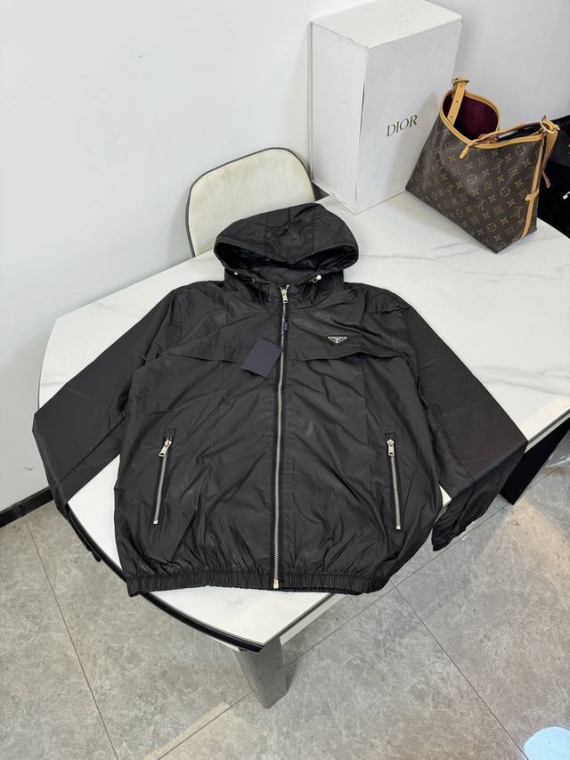 Style: K04 Prada custom fabric suit with zipper hooded jacket Nylon patchwork z