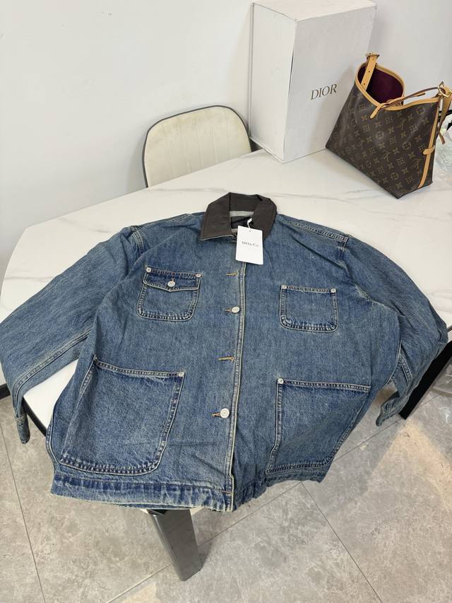 Style: B21 Moco Denim Jacket, New Cotton, Removable Leather Collar, and Workwea