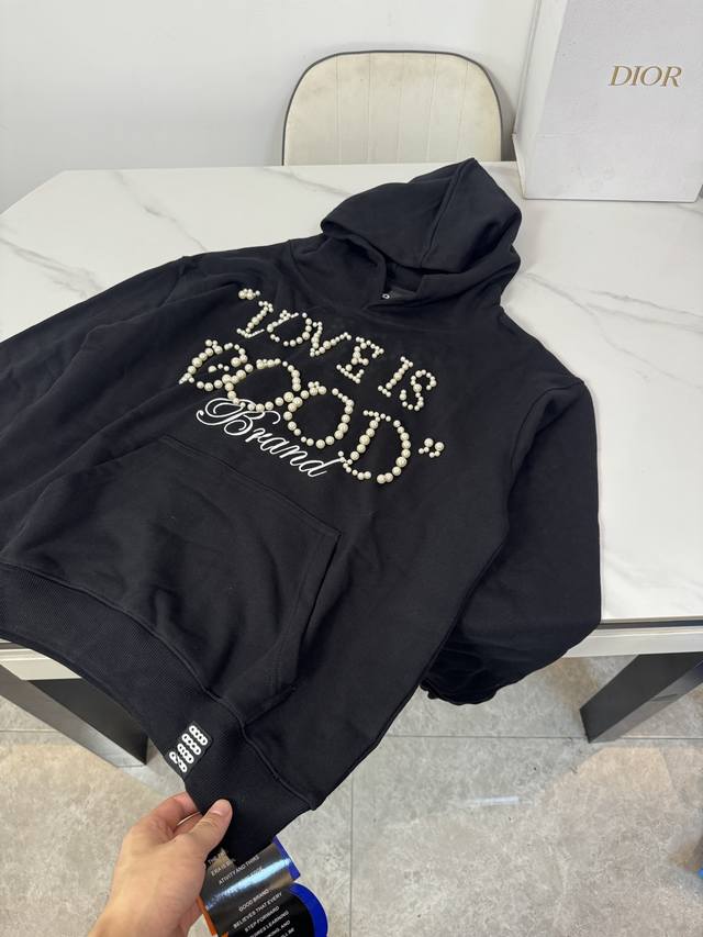 Style number: H013 Goodbrand pearl bubble bead embroidered hooded sweatshirt Hu