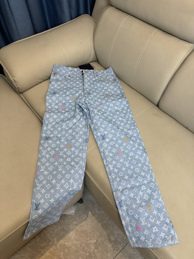 Louis Vuitton Lv Louis Vuitton all-over embroidered rainbow jacquard straight-le