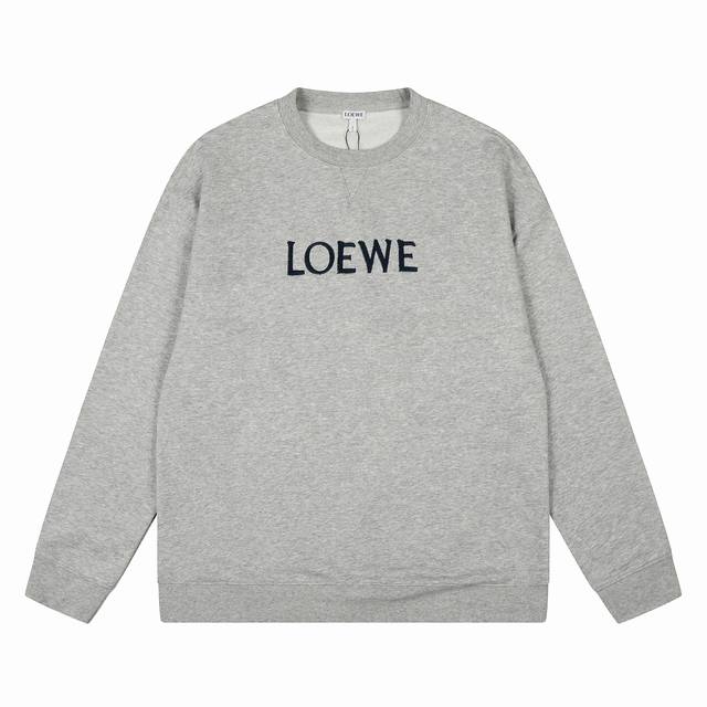 we102# Top OEM quality Loewe 25Ss center letter embroidered round neck sweatshir